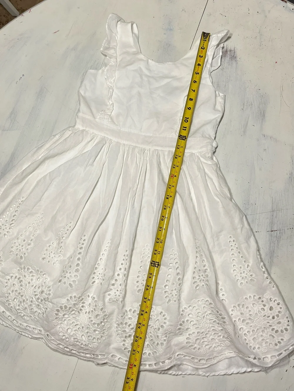 Disney Girls Beauty and the Beast Collection White Cotton Eyelet Dress Sz 14/16